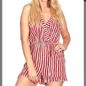 NWT! Red/White Stripe Coco Romper☀️
